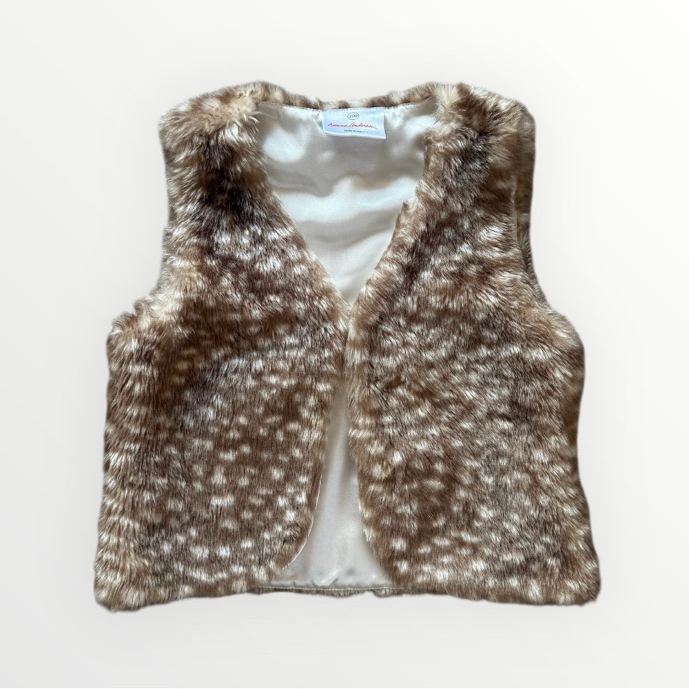 Hanna Andersson Vest Leopard Faux Fur Animal Print Lined Size 100 US Size 4